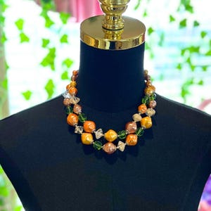 Vintage Faux Pearl & Crystal Necklace: 50s-60s Retro Collar, Made in Japan