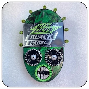 Mtn Dew Black Label Folk Art Wall Sculpture, Soda Can Art