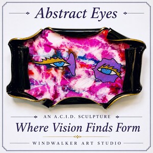 Abstract Wall Sculpture – Reverse Painting on Plexiglass with Black Sculptural Acrylic Frame, Modern Abstract Sculptural Art by Windwalker