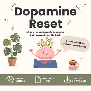 ADHD Dopamine Reset Printable, Doomscrolling & Overstimulation Worksheet, Executive Dysfunction Help