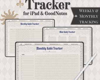 Habit Tracker GoodNotes | Digital Habit Tracker PDF | Weekly Monthly Habit Tracker iPad | Minimal Aesthetic Planner Insert | Medieval