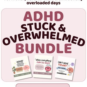 ADHS-Paket: Blockieren & Überfordert, Arbeitsbuch zu exekutiven Funktionsstörungen, Hilfe bei Aufgabenlähmung, ADHS-Blockade überwinden, Druckbare ADHS-Unterstützung