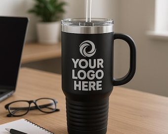 40 oz Custom Engraved Tumbler with Handle & Straw | Double-Wall Insulated Travel Mug | Personalized Gift, BPA-Free Drinkware