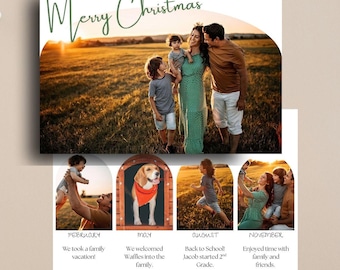 Que ano! Cartão de Natal com foto de família editável.