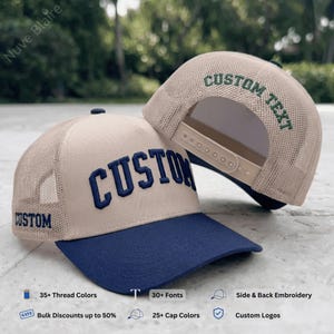 Custom Embroidered 3D Puff Trucker Cap, Personalized Baseball Hat, 5 Panel Mesh Snapback Logo