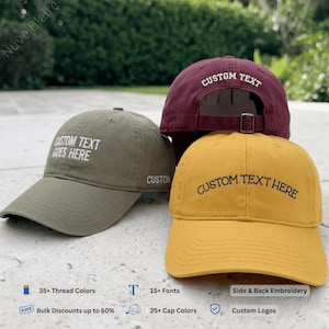 Personalized Baseball Cap, Custom Embroidered Dad Hat with Bold Text