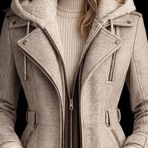 Gabardina de lana hecha a mano - Abrigo de invierno con capucha y forro desmontable