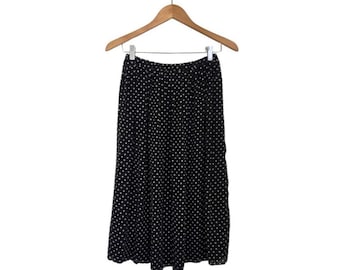 Vintage | Black & White Polka Dot Pleated Midi Skirt