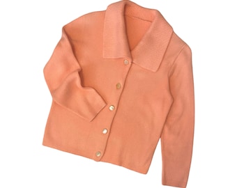 Vintage | Coral Ribbed Knit Cardigan