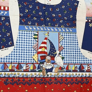 Vintage 1996 Daisy Kingdom Sailor Bear Vest Fabric Panel Adult S-L Nautical Lighthouse Teddy Bear Uncut Sewing Craft Cotton