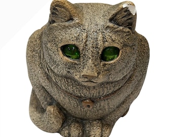 欠陥あり ヴィンテージ ウィンドストーン・エディションズ ペナ しゃがむ猫 5インチ キャンドルホルダー 緑色の目