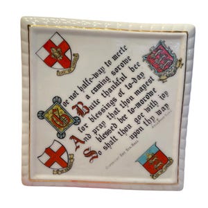 Antique W.H. Goss Motto Plaque City of Lincoln Heraldic Trivet England Verse