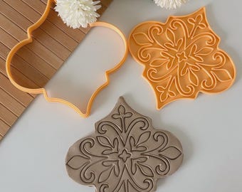 Baroque Pattern Ceramic Tile Cutter & Stamp Set - Large 17 cm (6.7") for Pottery
