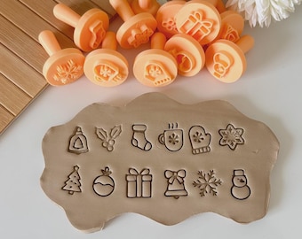 12-teiliges Tonstempel-Set Weihnachten - Feiertage Polymer Clay & Keramik DIY Stempel