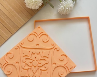 Ottoman Tile Stamp & Cutter: 20x20cm Ceramic Clay Mold