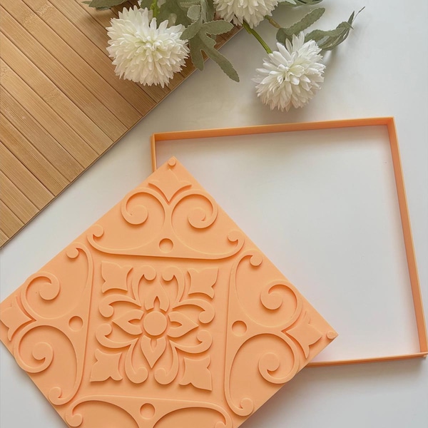 Ottoman Tile Stamp & Cutter: 20x20cm Ceramic Clay Mold