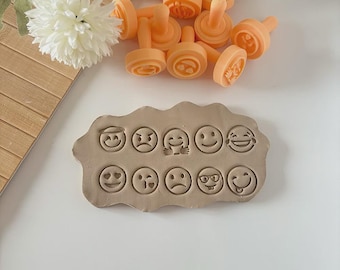 de 10 tampons emoji | Outils de texture Emoji | Tampons DIY en pâte polymère et céramique