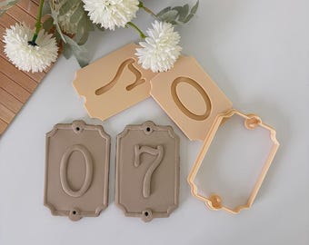 Vintage Style Door Number Clay Cutter & Stamp Set - Large Ceramic House Number Mold
