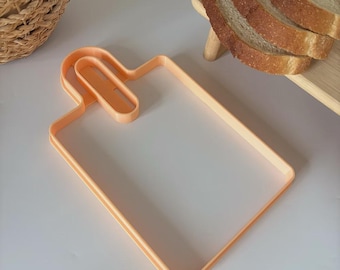 Rectangular Clay Cutting Board Template: Ceramic Slab Mold with Oval Handle