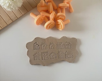 10-Piece Mini House / Building Symbol Stamp Set | Polymer Clay & Ceramic DIY Stamps