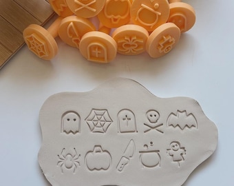 10-Piece Halloween Stamp Set – For Pottery, Clay & Baking – Ceramic DIY Stamps