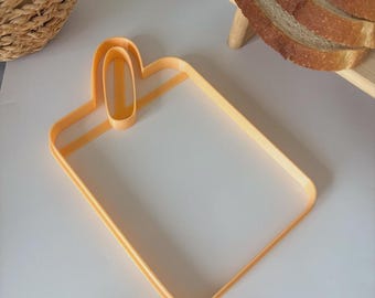 Asymmetrical Handle Clay Cutting Board Template – 29cm Ceramic Slab Mold – Modern Rectangular Pottery Tool