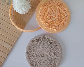 Intricate Phoenix Round Ceramic Stamp & Cutter Set - 14 cm