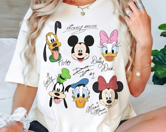 Vintage Mickey and Friends Signatures Shirt, Magical Sweatshirt, Disney Characters Tee, Disney Mouse Head Tee, Mickey & Co Gift, Disney Tee