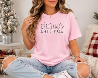 Christmas Crew Tee, Family Matching Christmas Shirts, Cousin Crew Holiday Shirt, Cute Doodle Xmas Shirt Women, Christmas Party Tee