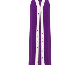 Kinger Inspired Royal Purple Cosplay Cape, Digital Circus Style King Cloak, White Fur Trim Costume Robe for Halloween & Conventions