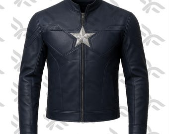 Chaqueta de cuero del Capitán América, disfraz de cosplay de película.