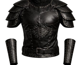 Geralt Rivia Witcher Cosplay Armor Vest with Bracers – Medieval Leather Warrior Costume, LARP Outfit