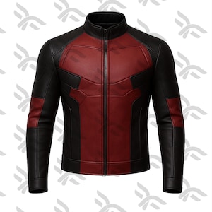 Dead Pool Leather Jacket  Movie Cosplay Costume Motorcycle Jacket Handmade Super Hero Cosplay Jacket Real Leather Jacket Gift for Bikers