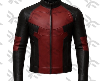Dead Pool Leather Jacket  Movie Cosplay Costume Motorcycle Jacket Handmade Super Hero Cosplay Jacket Real Leather Jacket Gift for Bikers