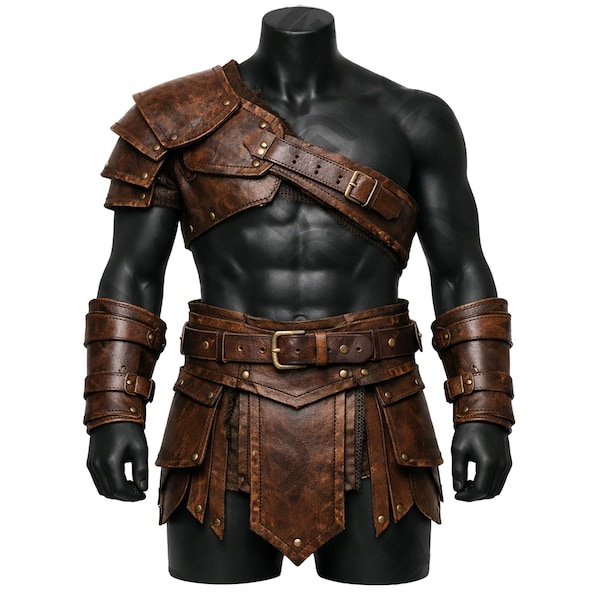 Viking Costume Handcrafted Medieval Arm, Shoulder & Waist Guards, Barbarian Cosplay Costume