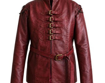 Jaime Lannister Leather Jacket – Game of Thrones Cosplay, Maroon Medieval Warrior Jerkin