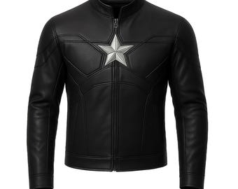 Chaqueta de cuero de Capitán, disfraz de cosplay de película para cómic, chaqueta de motocicleta, chaqueta de cosplay de superhéroe hecha a mano, regalo para niños