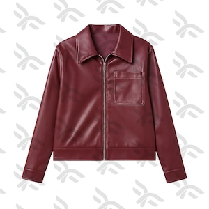 Handmade Women Burgundy Leather Jacket Women Boxy Leather Jacket Real Leather Jacket Winter Ladies Streetwear Trendy Jacket for Her