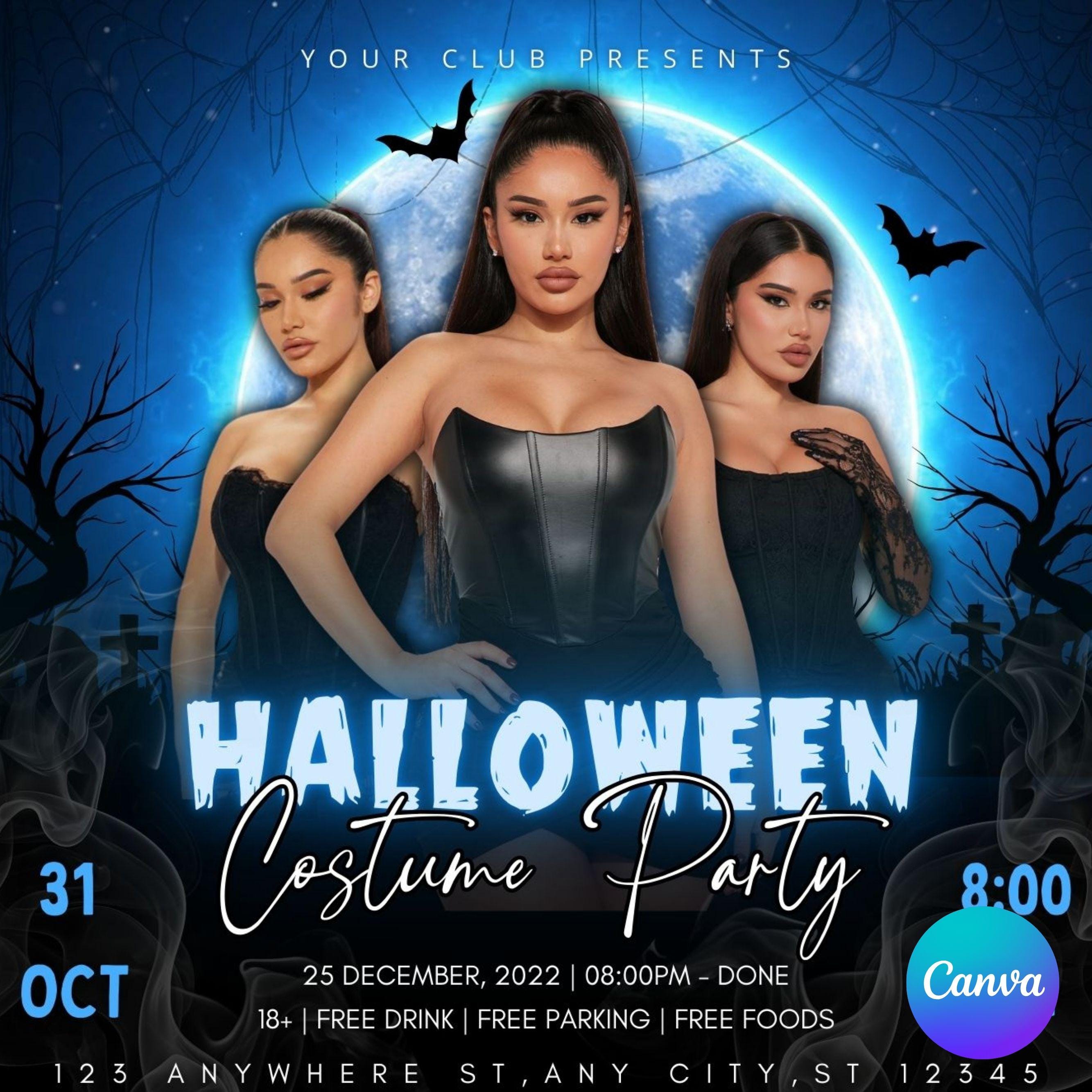 Halloween Costume Party Flyer: Editable Spooky Canva Template (digital ...