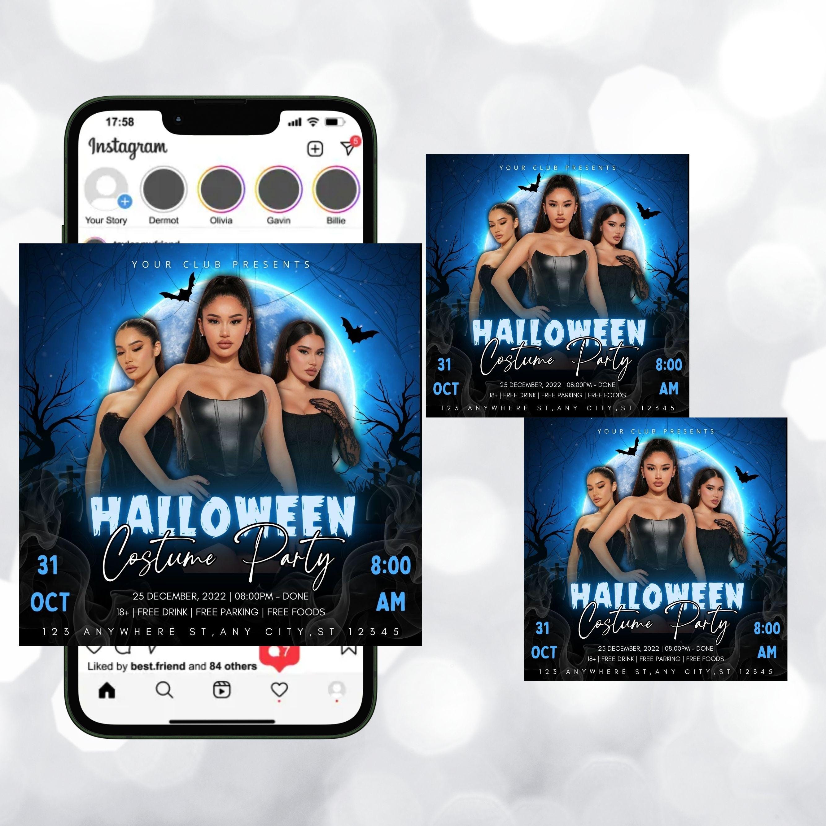 Halloween Costume Party Flyer: Editable Spooky Canva Template (digital ...