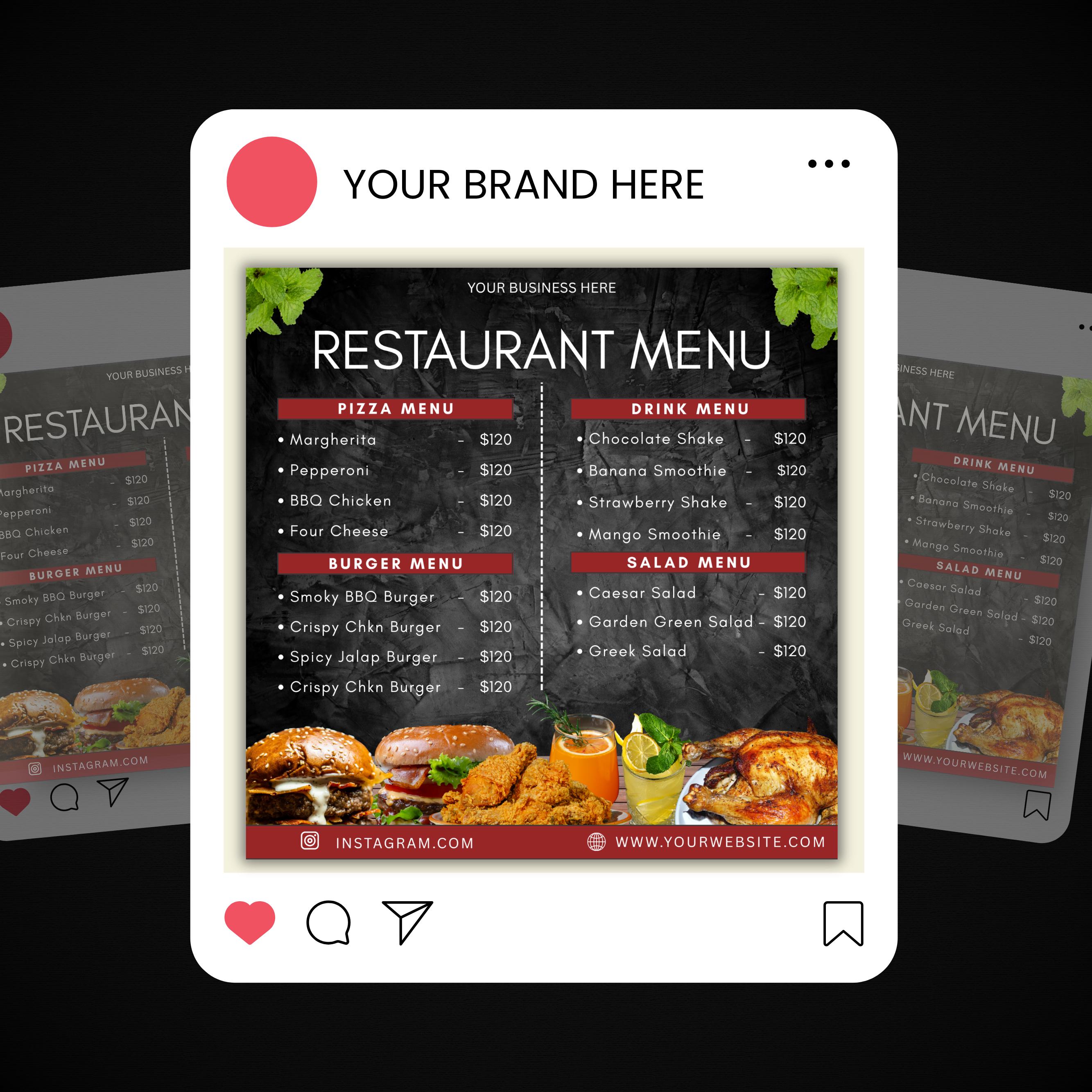 Editable Restaurant Menu Template: Modern Canva Design (digital ...