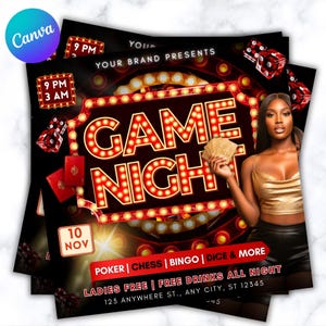 Game Night Party Flyer: Editable Canva Template (Social Media Announcement)