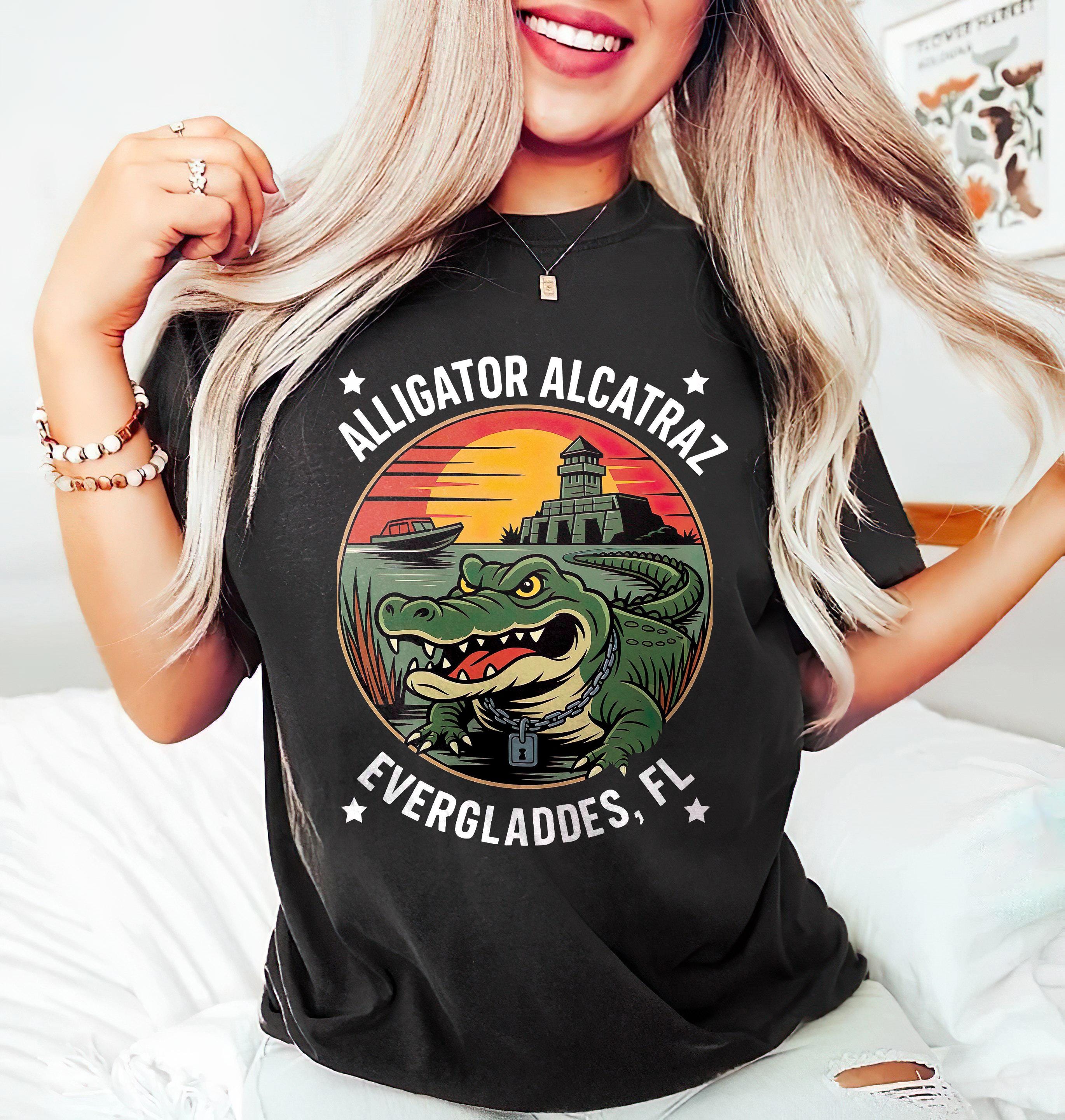 Alligator Alcatraz Everglades Florida Retro PNG Design, Funny Gator Jail Art, FL Wildlife Clipart, Sublimation Print for T-Shirts Mugs
