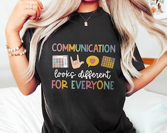 Communication Looks Different for Everyone PNG, Inclusive AAC Awareness Design, Speech Therapy Sublimation Clipart for Shirts and Gifts