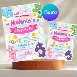 Care Bears Birthday Invitation, Printable Editable Birthday Party Invite, digital Party Invitation template, Care Bears Invitation Card