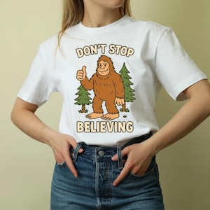 Don’t Stop Believing Bigfoot PNG | Funny Sasquatch Thumbs Up Digital Download | Retro Forest Cryptid Art