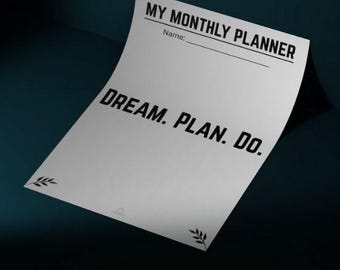 Monthly Goal Habit Planner | Printable Productivity Journal | Undated A4 Digital Download for Goal Setting & Tracking