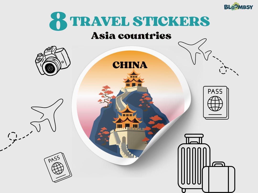 Printable Asia Country Stickers – Travel Stickers for Scrapbooking ...