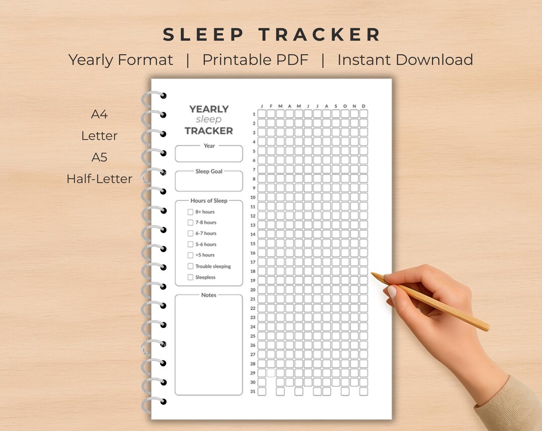 Yearly Sleep Tracker • Printable Sleep Log Template • Self-care ...