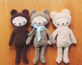 Teddy Bear Stuffed Animal Plushie in Simple Kawaii Style 3 Color Choices